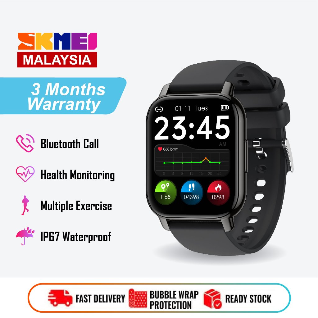 SKMEI Smart Watch | Alloy Frame Waterproof IP68 | Bluetooth Call Blood Oxygen Sleep Monitoring | Long Battery Life Watch