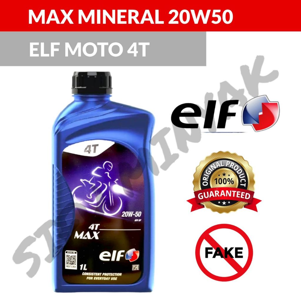 ORIGINAL ELF MOTO 4T MAX MINERAL 20W50 ENGINE OIL MOTORCYCLE MINYAK HITAM MOTOR YAMAHA OIL FILTER