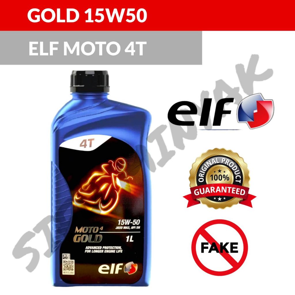 ORIGINAL ELF MOTO 4T GOLD 15W50 ENGINE OIL MOTORCYCLE MINYAK HITAM MOTOR YAMAHA OIL FILTER