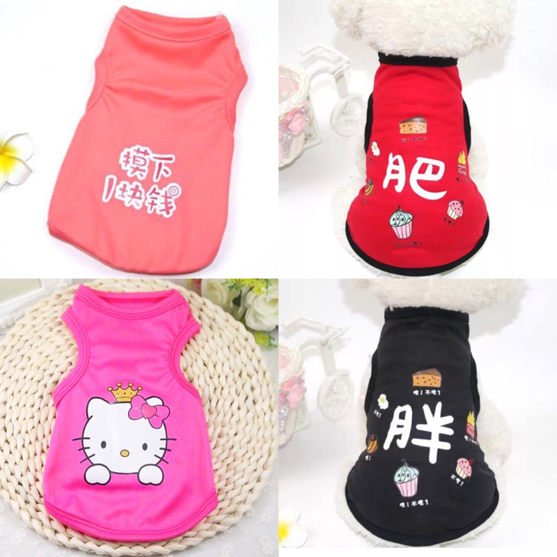 Pet Clothes Cat Dog Kitten Cute Pet Shirt Baju Kucing Raya 宠物狗狗猫咪可爱图案薄款衣服新年 Chinese New Year Outfit