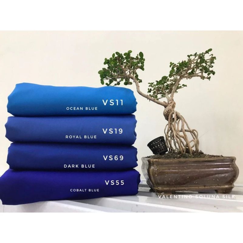?VALENTINO SOLUNA SILK?(BLUE,GREEN, OLIVE,TEAL) KAIN PASANG PLAIN BIDANG 45
