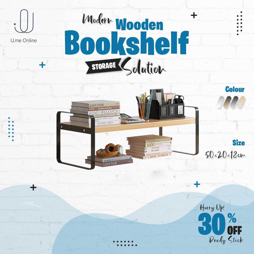 U.me Desktop Rack Book Rack Desk Organizer Magazine Document Book Shelf Cosmetic Organizer Desk Shelf Rack Meja Komputer