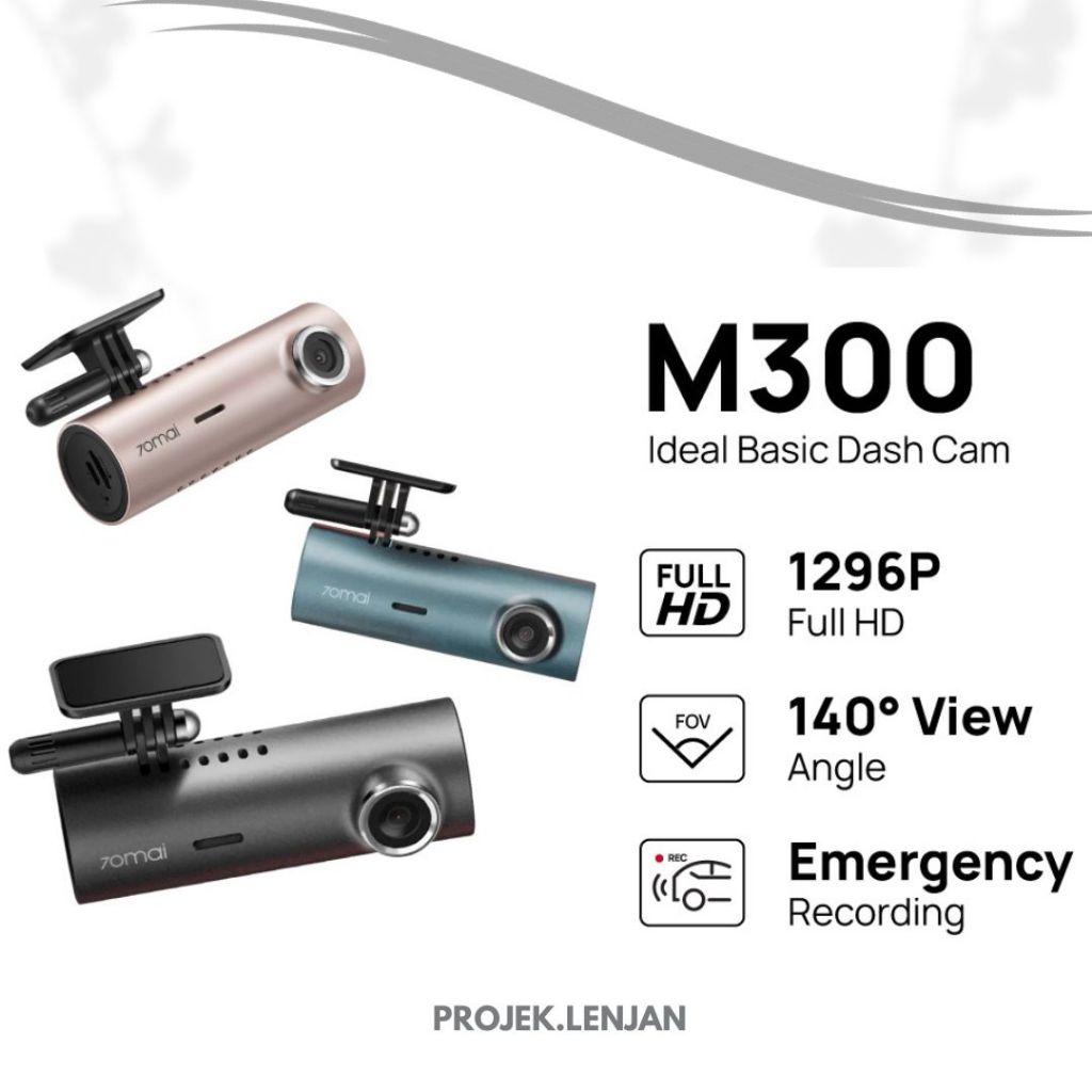 70mai M300 Car Recorder Dash Cam 1296P 140 FOV WDR App Control Parking Mode