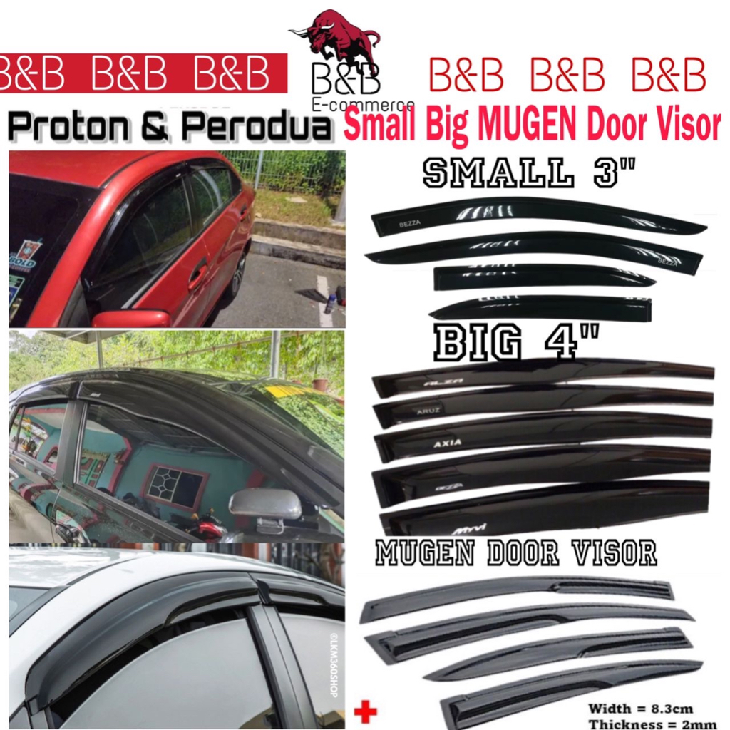 Proton Perodua Door Visor Air Press(Small&Big) Alza 2022 Myvi Axia Alza Viva Aruz Bezza, Saga BLM/FLX Persona Exora Waja