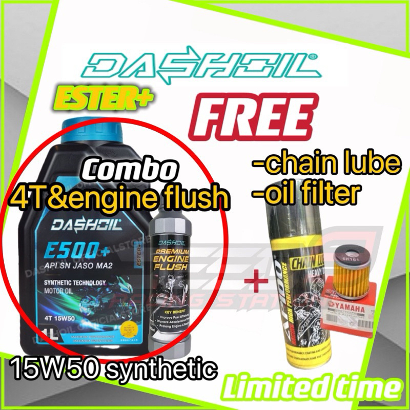DashOil 4T 15w50 1L Semi Synthetic SN Engine Oil Minyak Hitam Pelincir Motor Motosikal LC135 Y15 DASH WAVE E500+ ester+