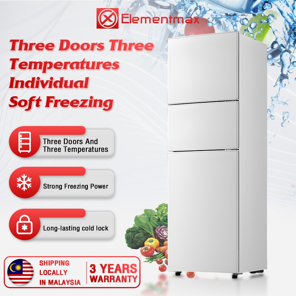 🔥3 year warranty🔥（125L / 85L / 60L ) 3 Door Top Freezer 4 Star Inverter Mute large capacity Fridge Refrigerator 3门冰箱