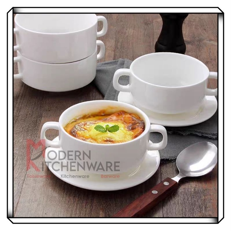 (MKitchenware)Ceramic Mushroom Soup Bowl+Saucer Oat Meal Soup Bowl Pumpkin Soup Bowl Dessert Cup Baking Cup陶瓷蘑菇汤碗甜品碗金瓜汤碗