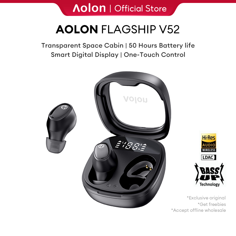 Aolon V52 TWS Wireless Earphone Bluetooth 5.3 Headphone Smart Display Rapid Charge 50H Long Battery Life Baseus WM02