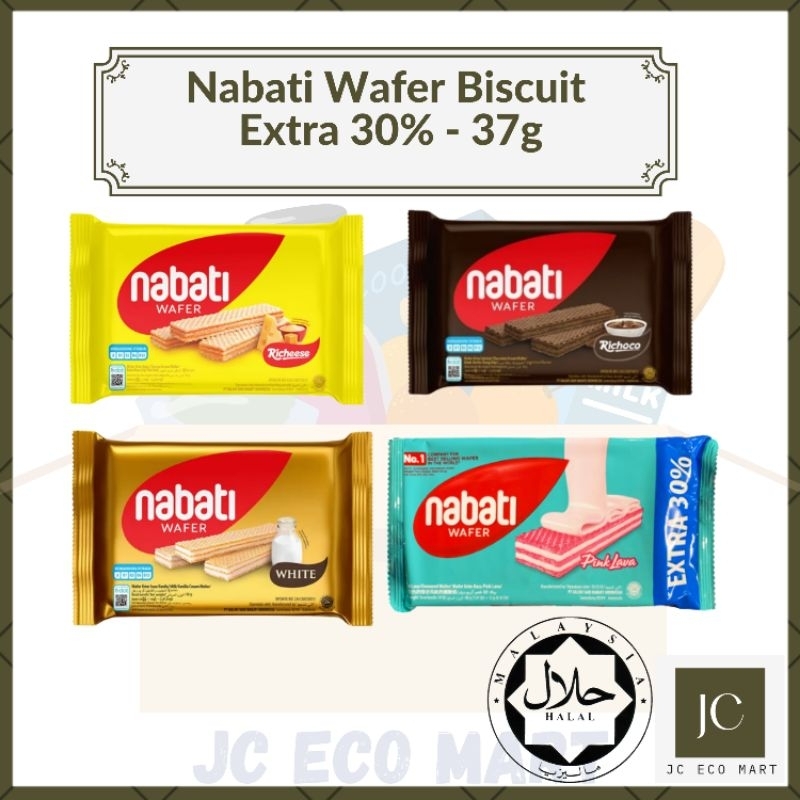 Nabati Wafer Biscuit Extra 30% - 37g (Flavor : Pink Lava / RichChoco / RichCheese / Richoco White)