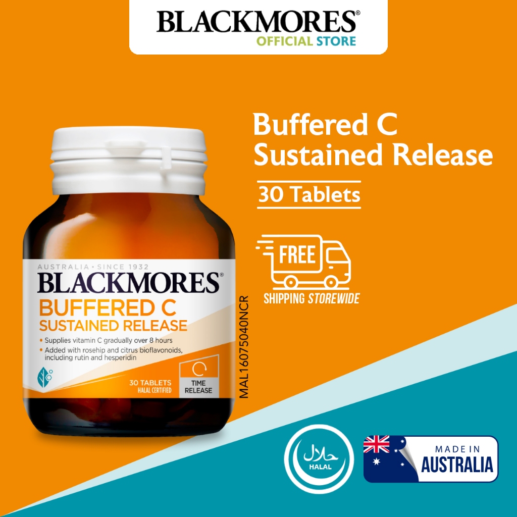 Blackmores Buffered C Sustained Release 30s - Supplies Vitamin C Gradually over 8 Hours (Min 6 Months Expiry)