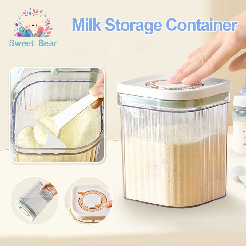 2400ML Baby Milk Powder Milk Container Food Storage Free Scraper Spoon Reusable Bekas Susu Bayi Kedap Udara 密封罐 奶粉收纳盒