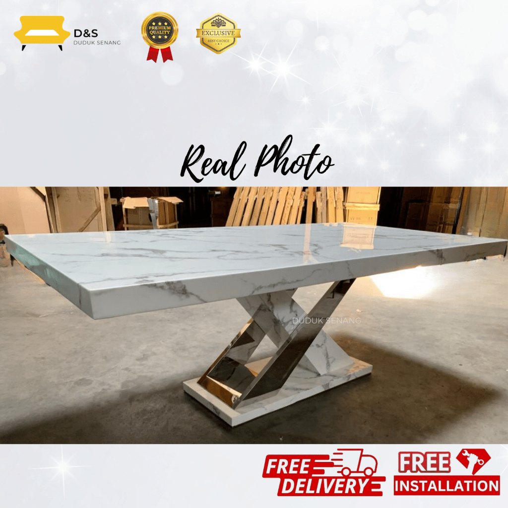 ROMFORD 7ft Marble Dining Table Only / Designer Leg Marble Table