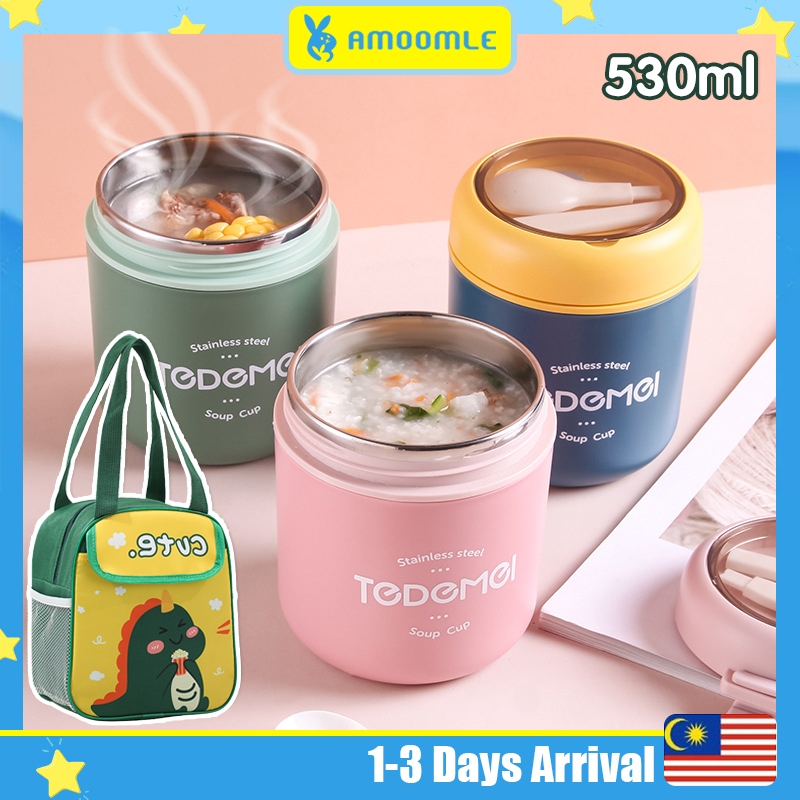530ml Tedemei Stainless Steel Soup Container Thermal Container Soup Cup Bekas termos makanan baby thermos Food Jar