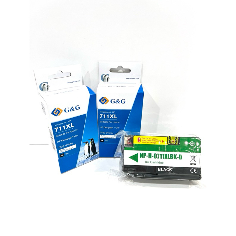 G&G HP 711B 711 3WX02A 3WX01A 3WX00A CZ130A CZ129A Black Ink Cartridge 2-Pack Designjet T120 T520 T530 (2pc x 73ml)