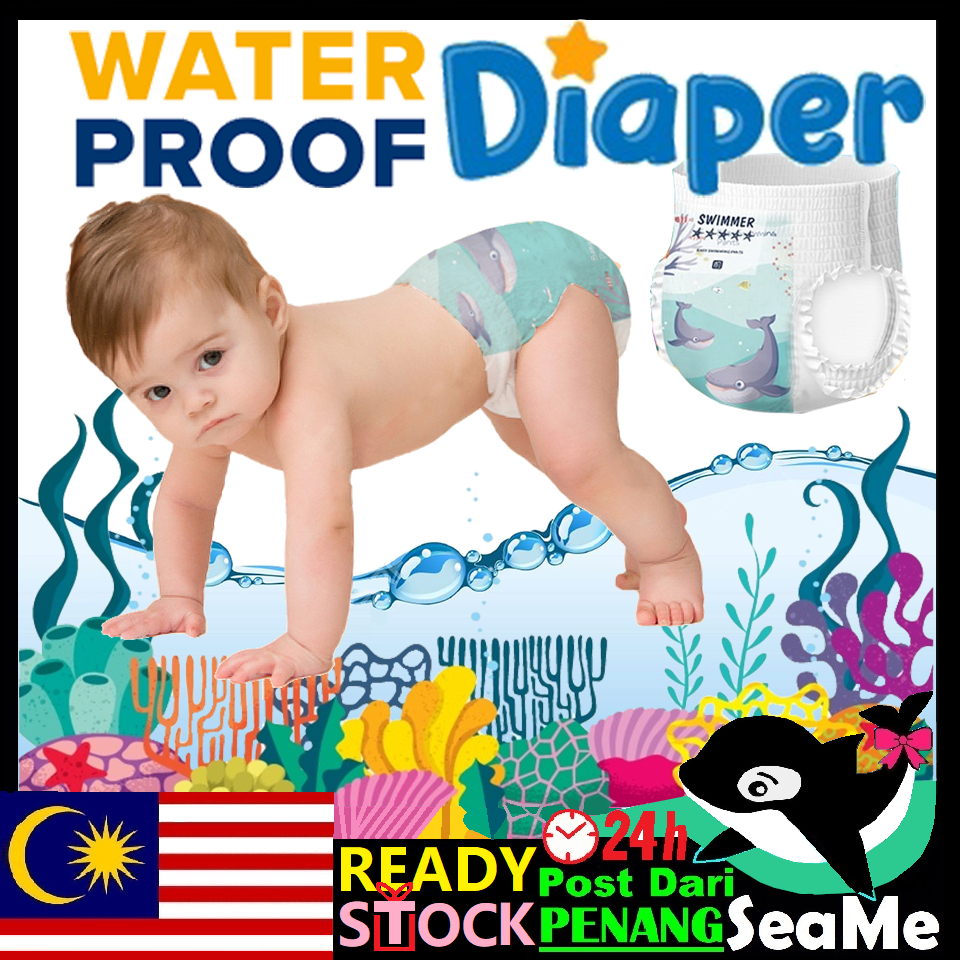 ⬛ SEA-ME ⬛【PLUS SIZE M-4XL】Waterproof Baby Swim Diapers Kids Disposable Swimming Pant / Lampin Bayi