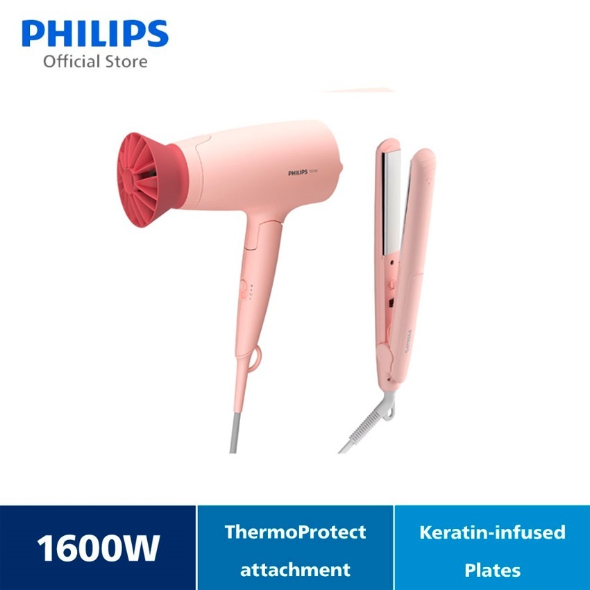 [Seasonal Gift Set] Philips 3000 Series Hair Styling Set (Foldable Hair Dryer + Hair Straightener) BHP398/03