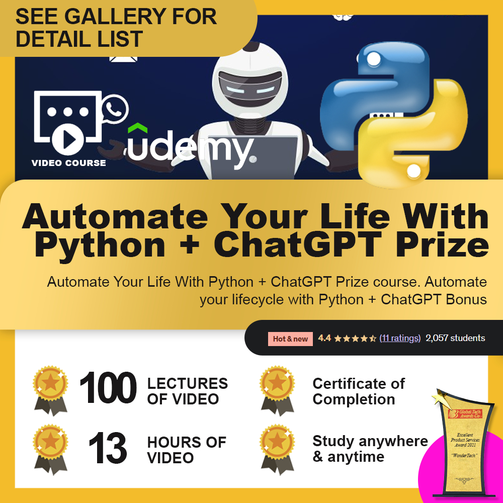 [Video Course] Udemy – Automate Your Life With Python + ChatGPT Prize
