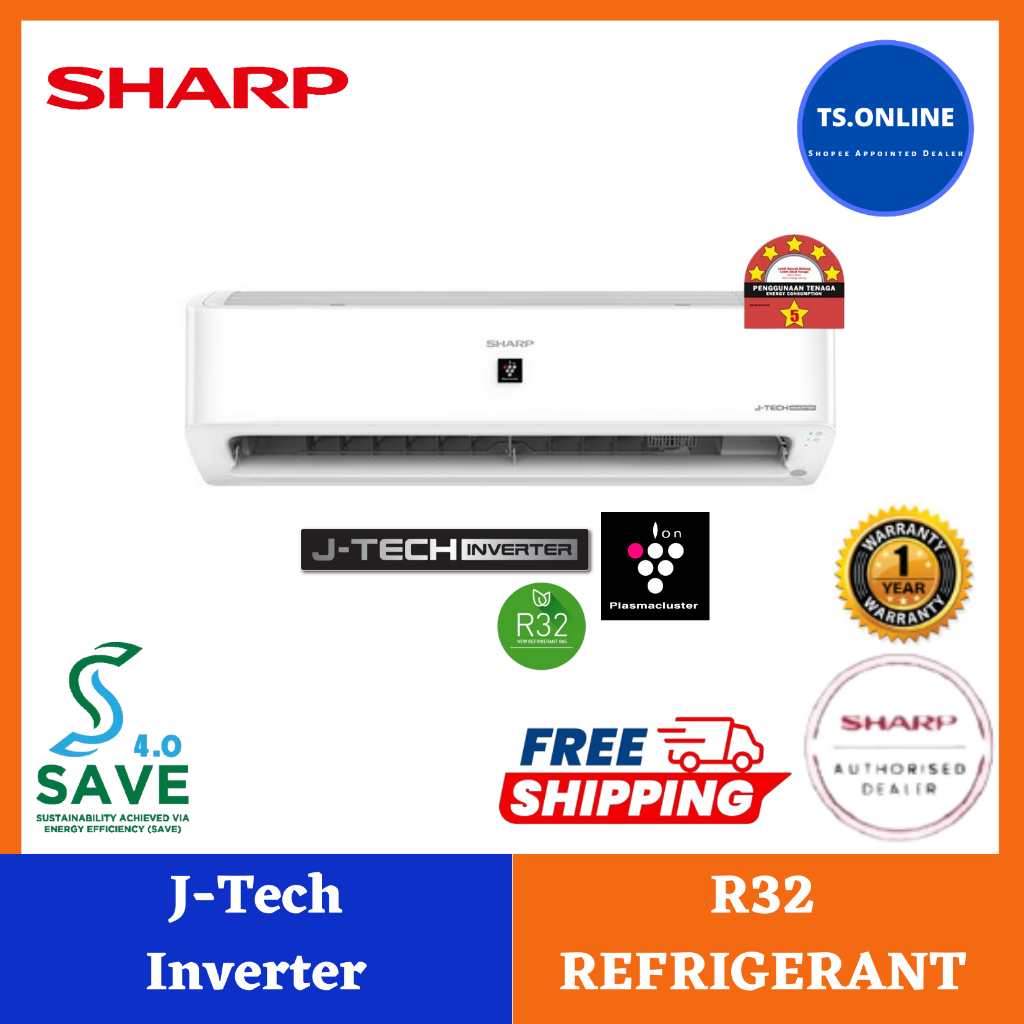 ( FREE SHIPPING ) Sharp J-Tech 5⭐️Inverter Plasmacluster Air Conditioner AHXP10YMD / AHXP13YMD / AHXP18YMD / AHXP24YMD