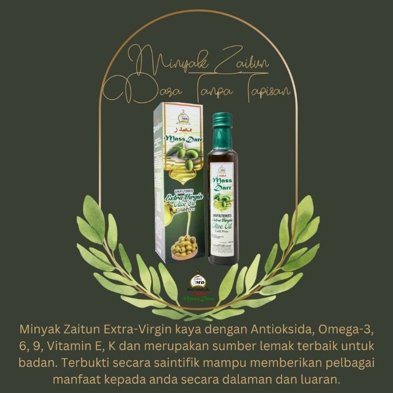 Minyak Zaitun Lubnan Unfiltered Extra VirginTanpa Tapisan 100% Pati Zaitun Mass Darr Product 100%