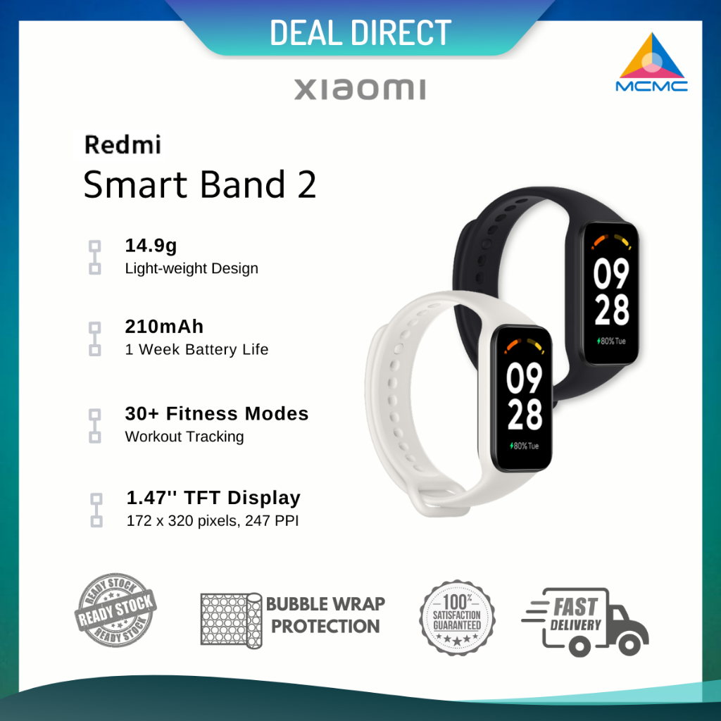 Xiaomi Redmi Smart Band 2 | 1.47'' TFT Display | 9.99mm Ultra-Slim | 1 Year Warranty Smart Watch