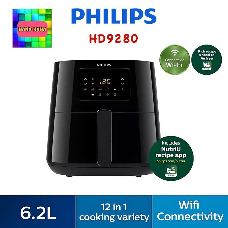 (RM 476 AFTER 10% Cashback) Philips XL Essential Rapid Air Technology Airfryer ( HD9280) WIFI connect apps