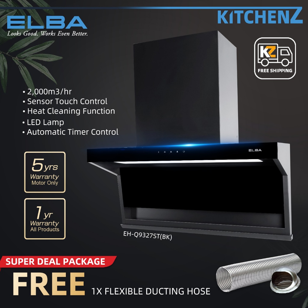 [FREE SHIPPING] Elba Monza Designer Cooker Hood 9327- 2000 m³/hr (FREE Ducting Hose )