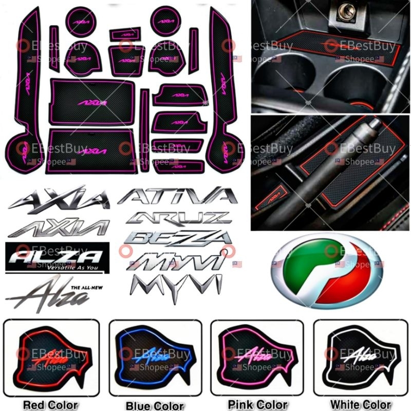 PERODUA 2024 Car Interior Slot Mat Axia Alza Bezza Ativa Aruz VIVA Myvi new baru 2023 Dashboard holder carpet pink best