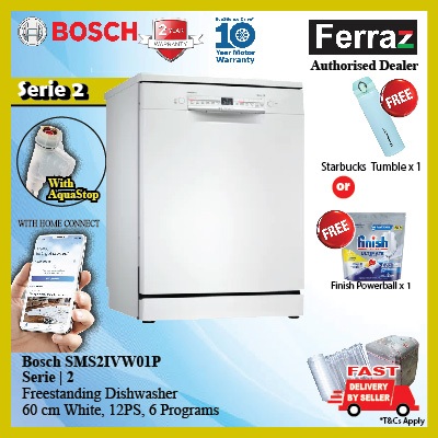 Bosch SMS2IVW01P Series 2 [ PRE ORDER ONLY ] Free Standing Dishwasher with Home Connect / Bosch Dishwasher