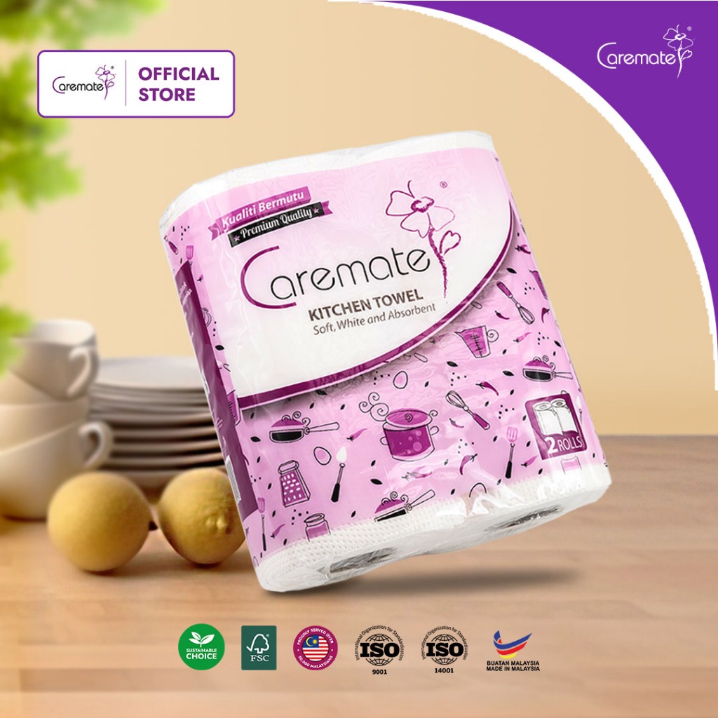 Caremate VP Kitchen Towel 40's x 2 Rolls | (SUPER JIMAT) Tisu Dapur Jimat Pantas & Lebih Menyerap