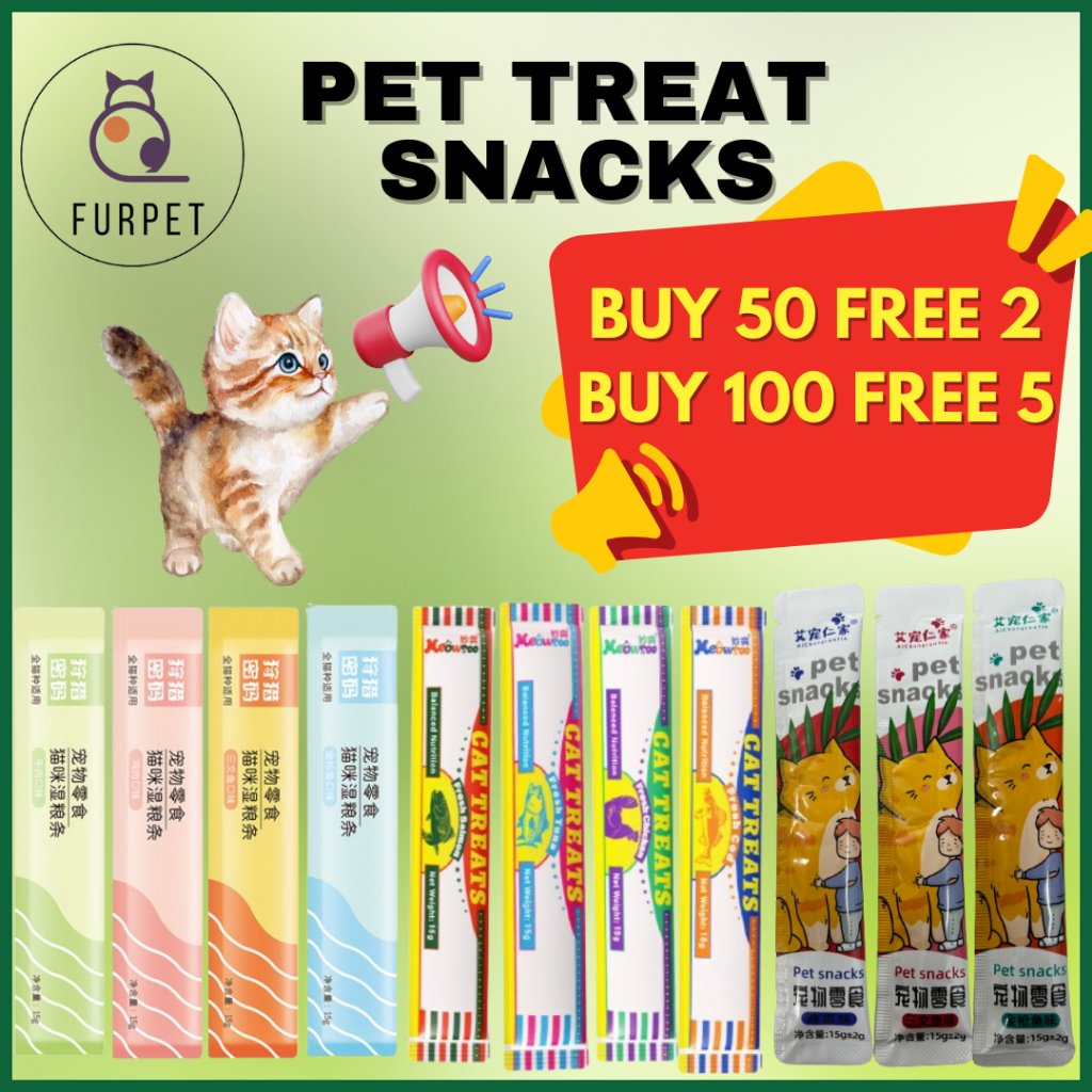 FURPET Cat Stick Cat Treat Cat Snack Cat Wet Food Jajan Kucing Murah Makanan Kucing Basah Pet Snack For Cats 猫条