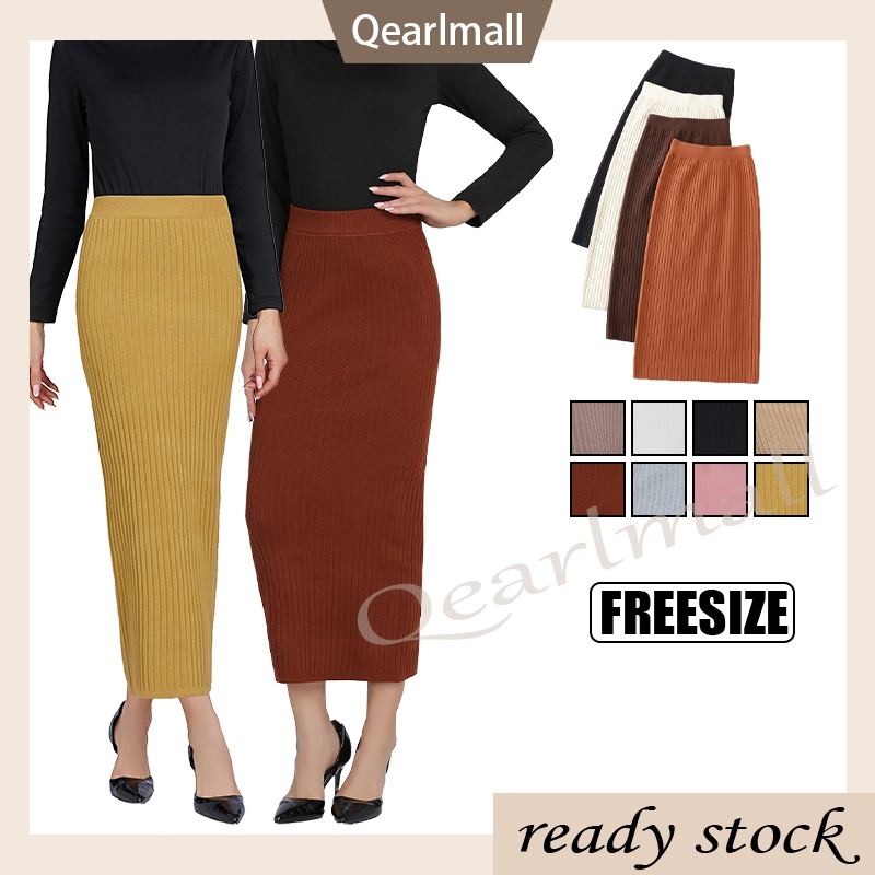 Ready Stock Pencil Skirt High Quality Skirt Long Skirt Pencil Skirt Knitted Maxi Skirt