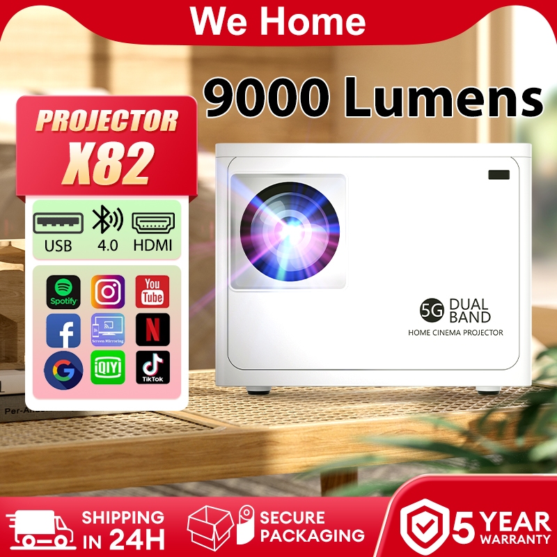 (FREE GIFT)Projector X82 9000 lumens Projector Ultra HD 2160P Android Mini Projector WIFI LCD Led Portable Projecto