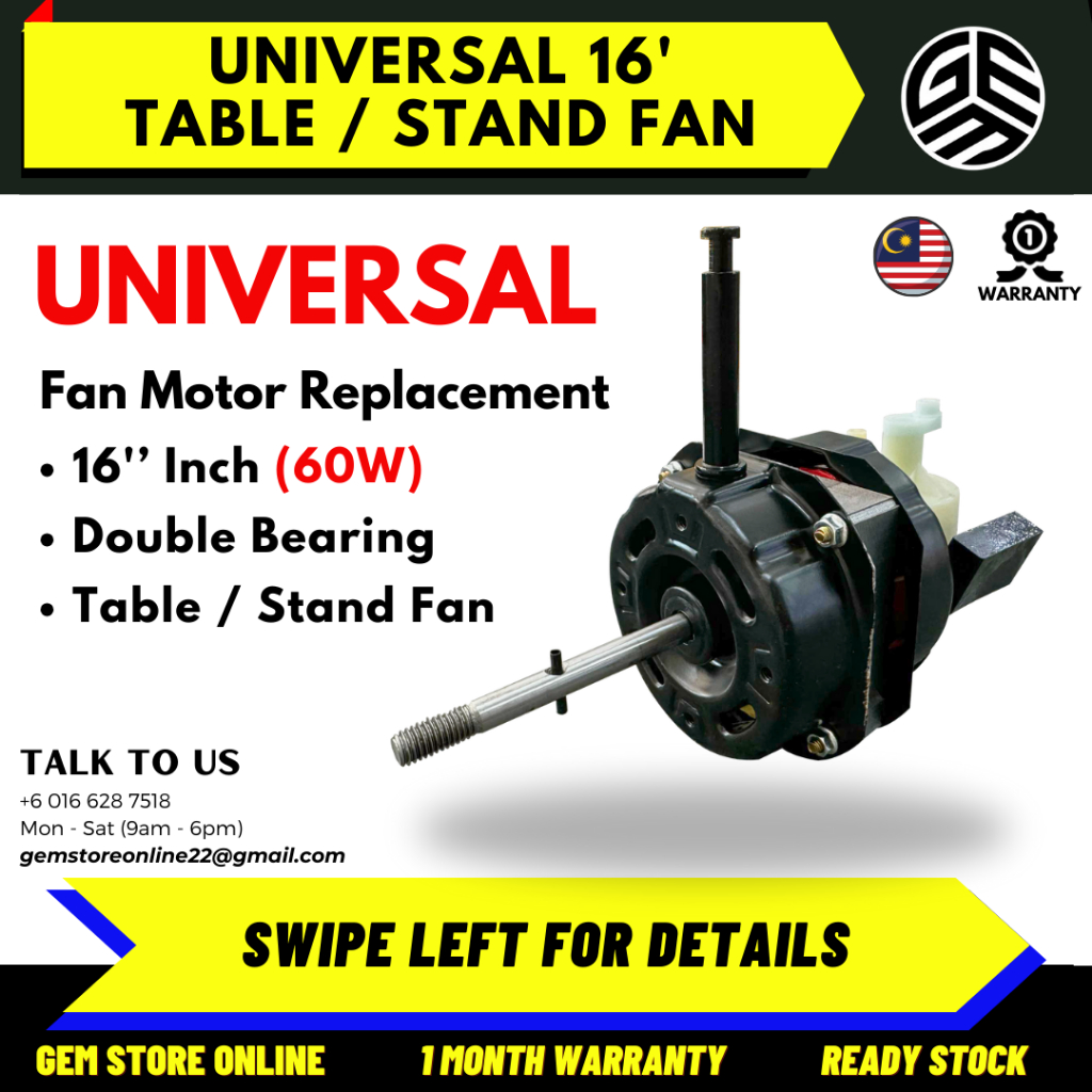 Universal Fan Motor / Stand Fan / Table Fan Motor Replacement / Motor Kipas 12" 14" 16" Inch