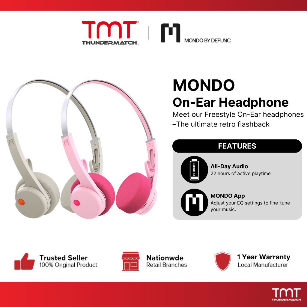 Mondo By Defunc Wireless On Ear Headphones | Freestyle Headphone | 22Hours Active Playtime | Control With Mondo App | 1 Year Warranty