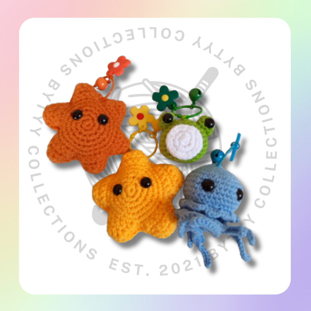 Tyy's // Cute Amigurumi Keychain Frog Jellyfish Star Sun Crochet Handmade