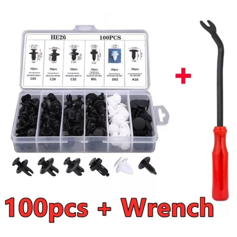 100pcs Car Clip Car Fastener Clip Car Body Push Retainer Pin Rivet Bumper Door Trim Panel