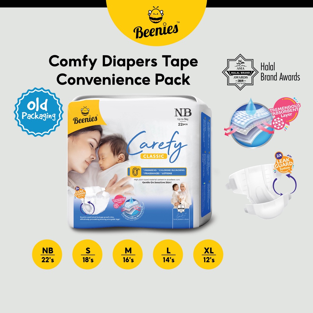 BEENIES Carefy Convenient Pack Baby Diapers Tape Newborn Diaper Lampin Baby Lampin Bayi Baru Lahir - Lampin Kanak Kanak