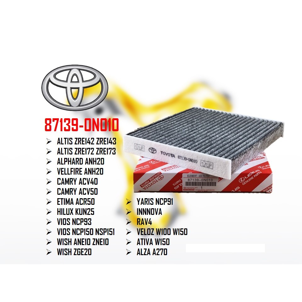 Toyota Vios Altis Camry Alphard Vellfire Estima Wish 08y"+ Ativa Alza W150 Aircond Filter Cabin Air Filter 87139-0N010