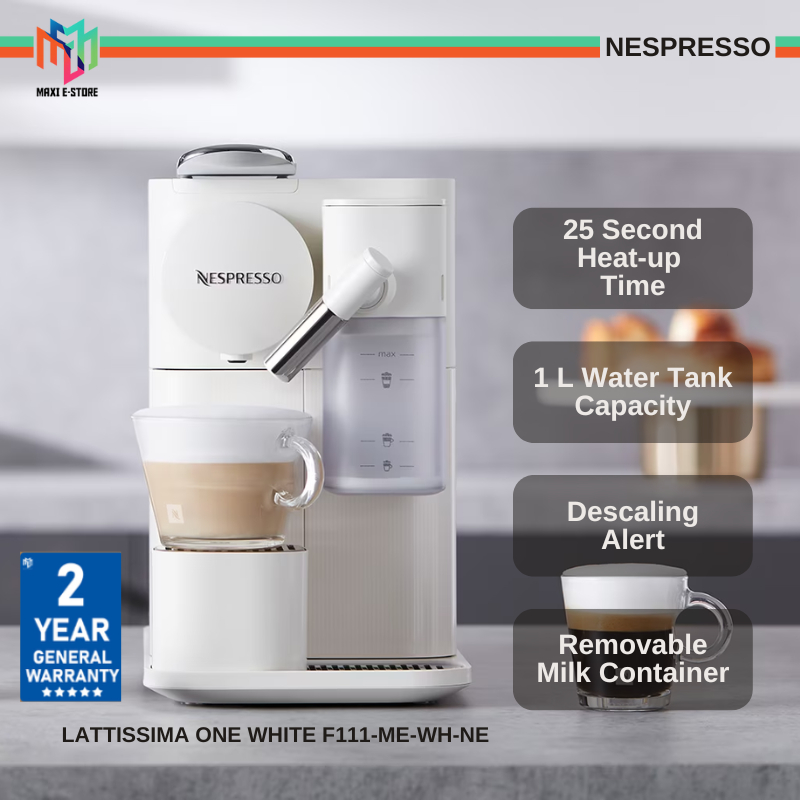 Nespresso F111-ME-BK-NE/F111ME-WH-NE Lattissima One Coffee Machine Coffee Maker Fully Automatic Black/White Mesin Kopi