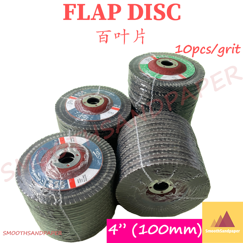 Flap Disc 4" ( 100mm x 16mm ) Sand Paper Abrasive/Sanding Grinding/Angle Grinder/Kertas Pasir Grinder 百叶片打磨片特厚砂布轮