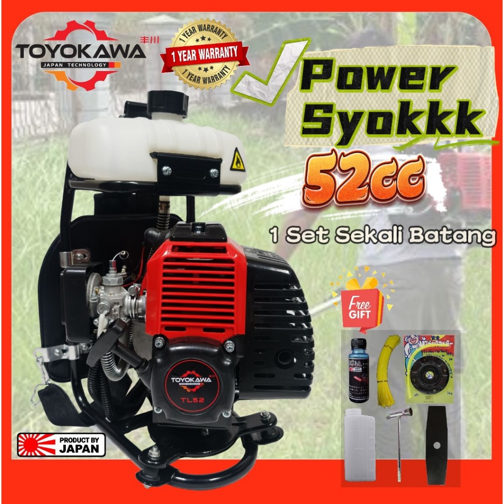 TOYOKAWA JAPAN TL52 52cc Backpack Brush Cutter Grass Cutter Mesin Rumput Mesin Potong Rumput