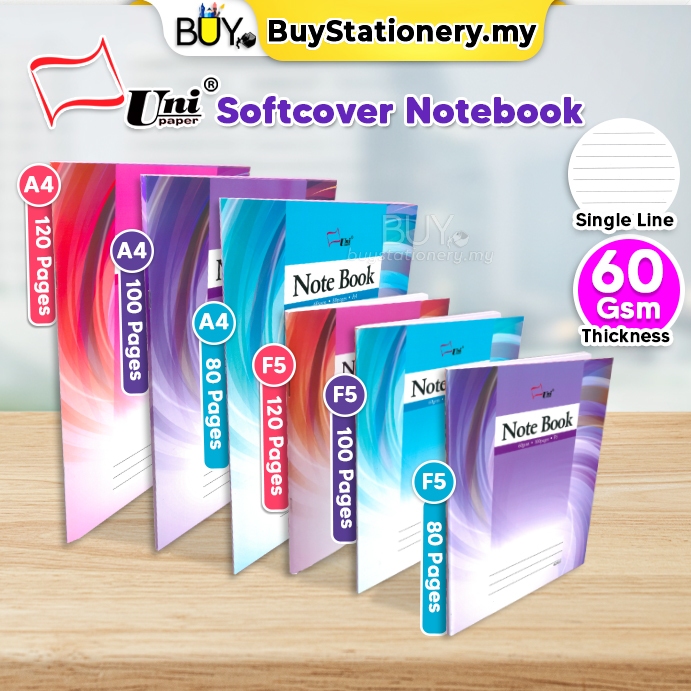 Uni Softcover Notebook A4 F5 Exercise Book Buku Nota Tulis 60gsm - (1s/Pcs) Note Book Buku Tulis Latihan Buku Panjang