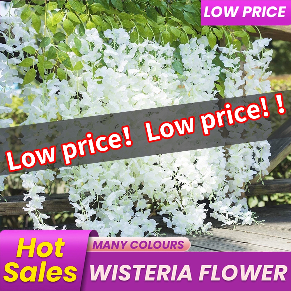 110cm/PCS wisteria artificial flower wreath fake plant leaves DIY hanging rattan family party wedding decor