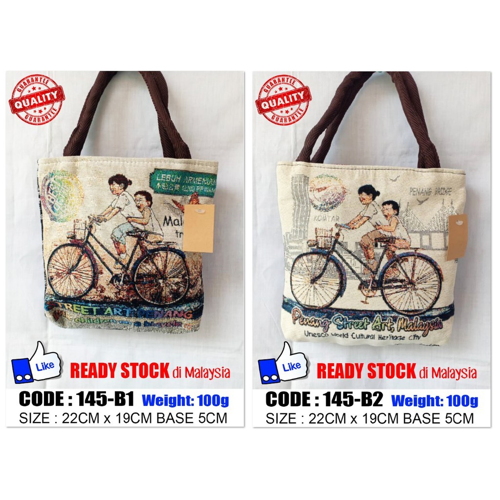 EX-STOCK PENANG ! NEW WOMAN SHOPPING BAG / HANDY SMALL BAG - PENANG HERITAGE STREET ART BAG 马来西亚 槟旅游纪念品 槟城风景