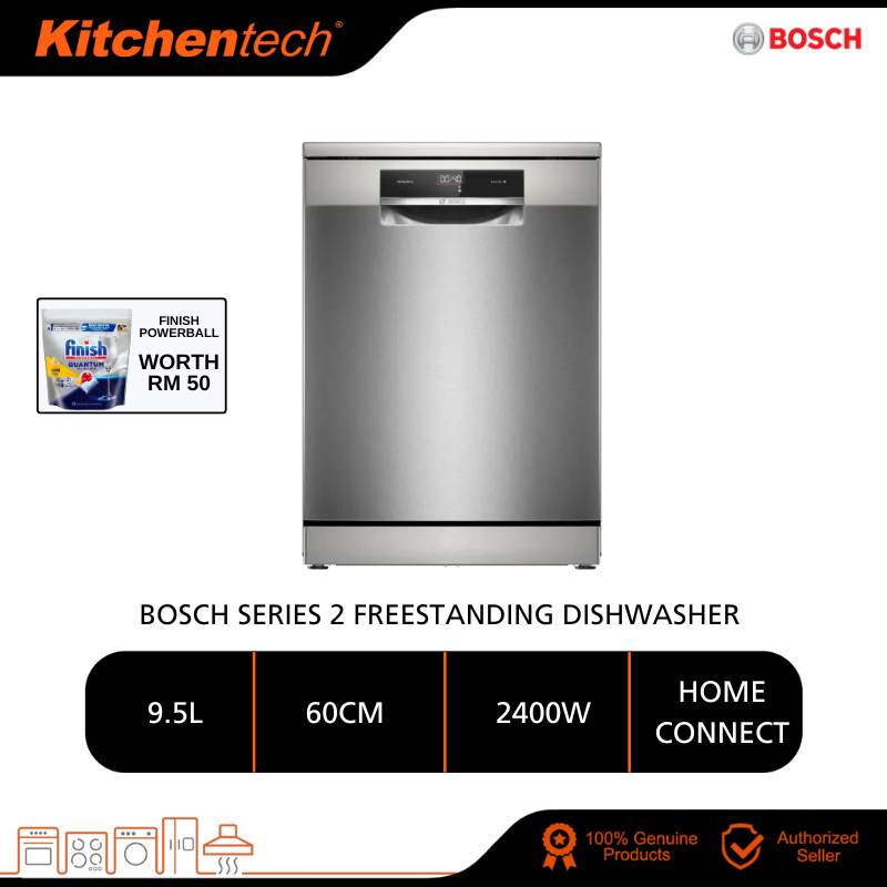 Bosch Series 8 Freestanding Dishwasher 60cm Stainless Steel SMS8YCI01E 14 Place Settings AquaStop Pencuci Pinggan