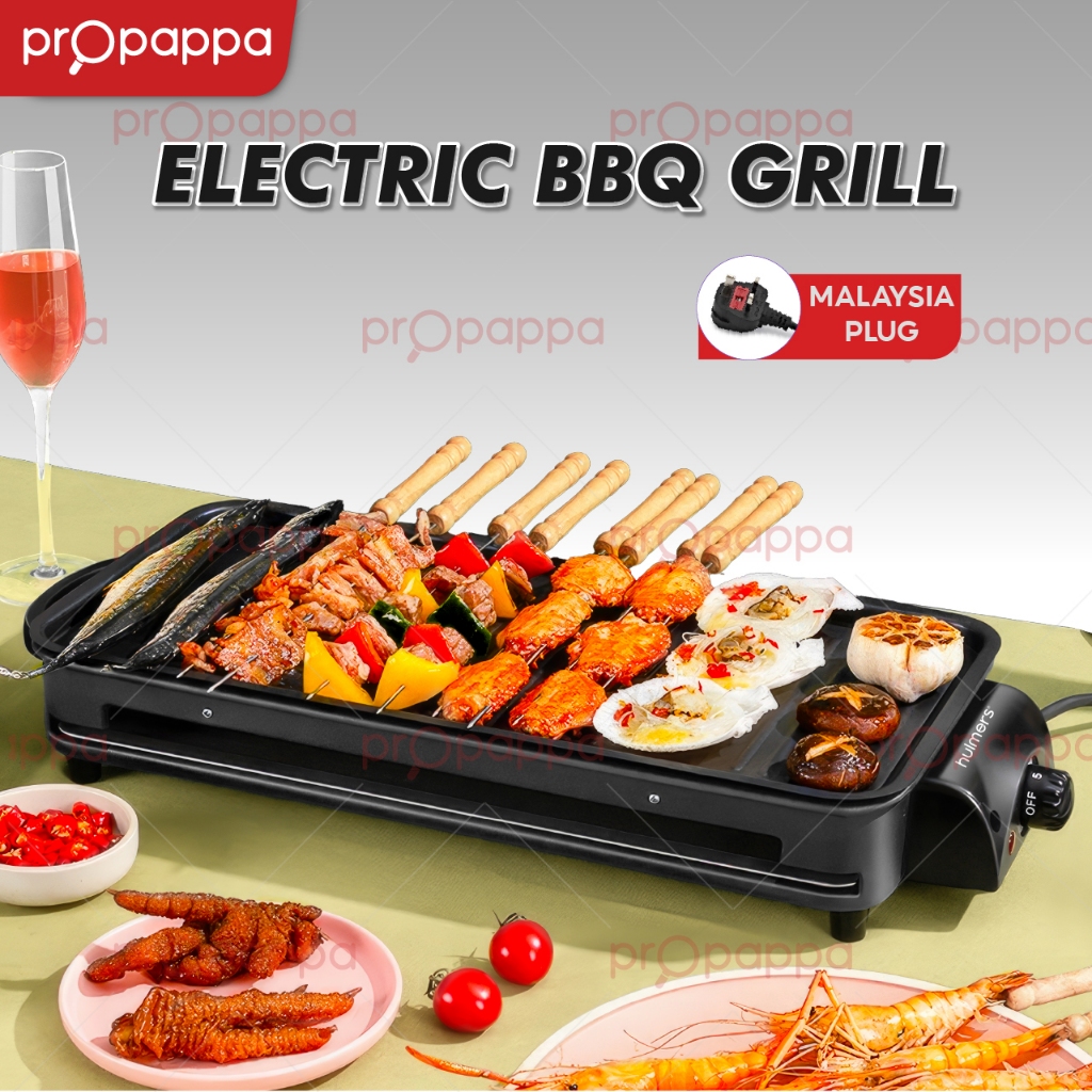 Propappa - Electric BBQ Grill Smokeless Pan ,Electric Barbeque Grill Pan Periuk Steamboat Kuali Panggang,