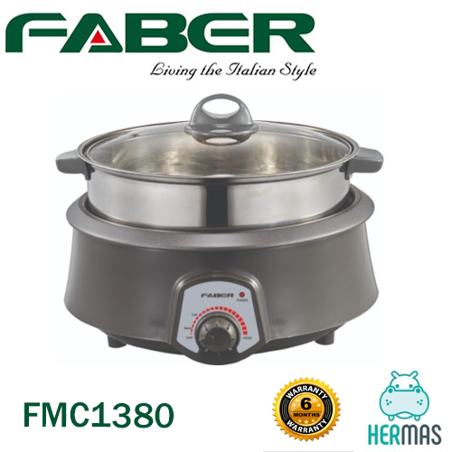 FABER FMC1380 4.0L 1300W Multi Function Cooker Stainless Steel Steam Tray Steamboat Cooker