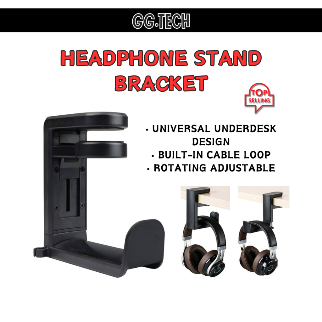 360 Degree Rotation PC Gaming Headphone Stand Earphone Holder Bracket Table Desk Clamp Display Rack