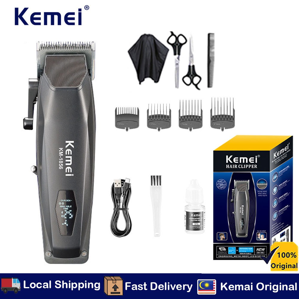 Kemei Hair Clipper KM-1856 Professional Cordless Barber 2000mAh Adjustment Electric Hair Clipper Rechargeable Trimmers