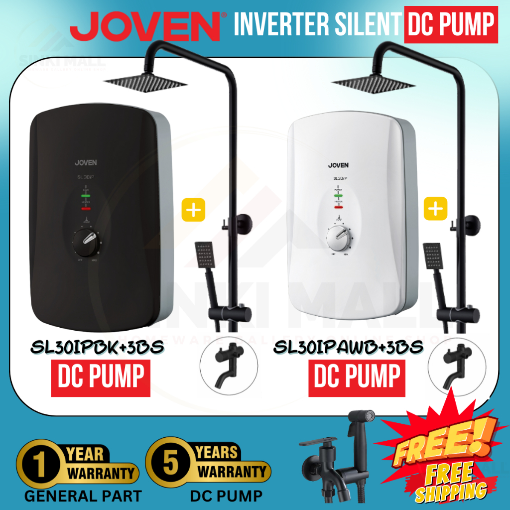 FREE SHIPPING JOVEN  SL30IP Instant  Water Heater With DC ELBA  Water Heater Shower Black White 熱水器